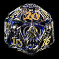 TDSO Metal Hollow Skeleton Black Nickel & Blue D20 Dice
