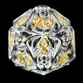 TDSO Metal Hollow Skeleton Black Nickel & White D20 Dice