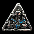 TDSO Metal Hollow Skull Silver & Blue D4 Dice