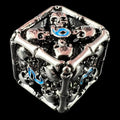 TDSO Metal Hollow Skull Silver & Blue D6 Dice