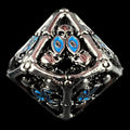 TDSO Metal Hollow Skull Silver & Blue Percentile Dice