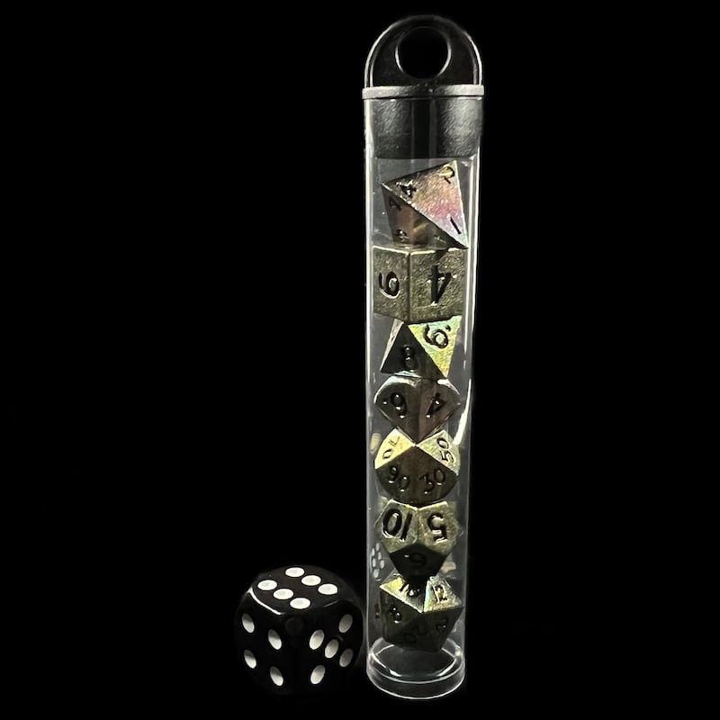 TDSO Metal Iridescent MINI 10mm 7 Dice Polyset In Tube