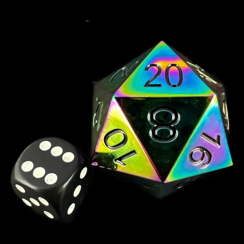 CLEARANCE TDSO Metal Iridescent Rainbow JUMBO 38mm D20 Dice
