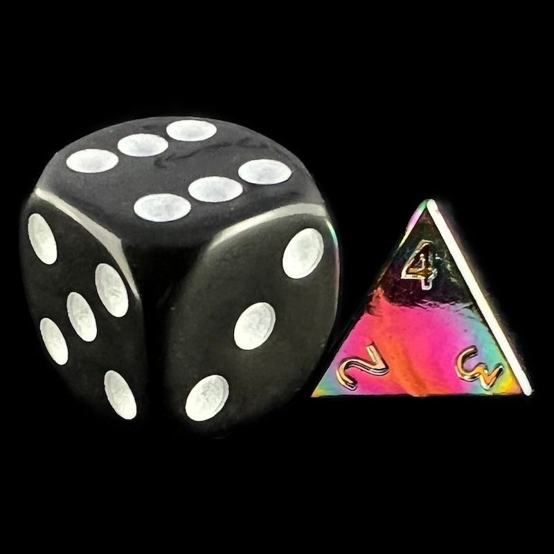 CLEARANCE TDSO Metal Iridescent Rainbow MINI 10mm D4 Dice