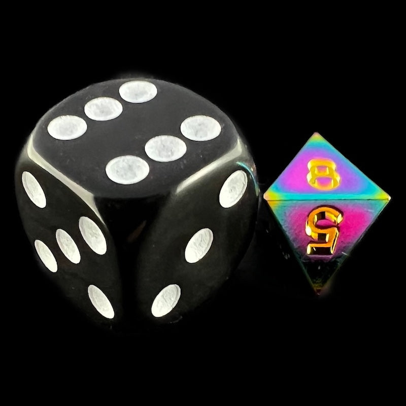 CLEARANCE TDSO Metal Iridescent Rainbow MINI 10mm D8 Dice