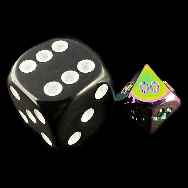 CLEARANCE TDSO Metal Iridescent Rainbow MINI 10mm Percentile Dice