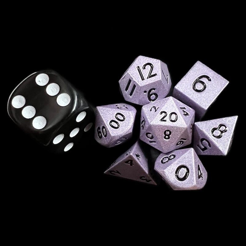 TDSO Metal Lilac MINI 10mm 7 Dice Polyset In Tube