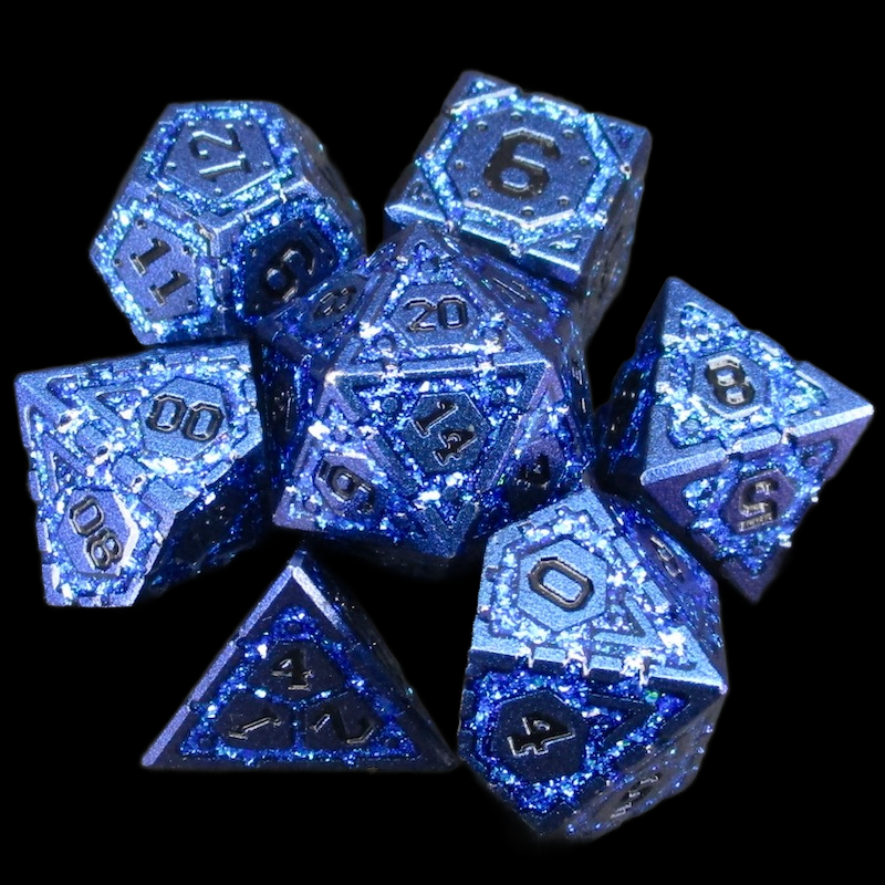 TDSO Metal Magic Shield Cobalt & Blue Mica 7 Dice Polyset