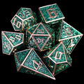 TDSO Metal Maze Copper & Green With D4 Shard 7 Dice Polyset