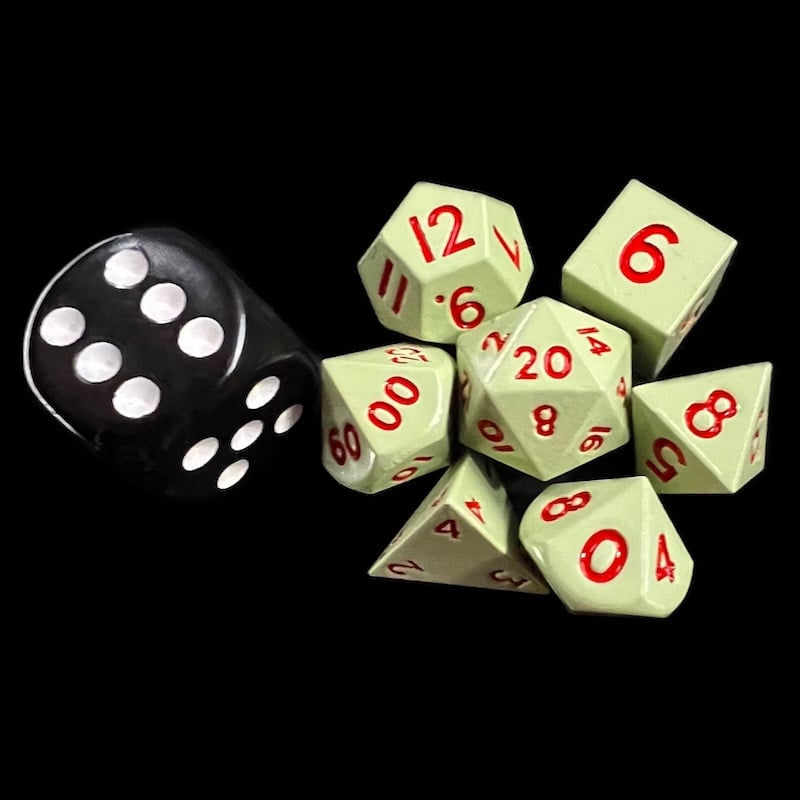 TDSO Metal Pale Green MINI 10mm 7 Dice Polyset In Tube