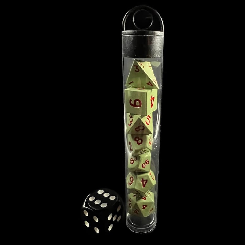TDSO Metal Pale Green MINI 10mm 7 Dice Polyset In Tube