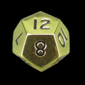 HALF PRICE CLEARANCE TDSO Metal Polished Gold Finish D12 Dice