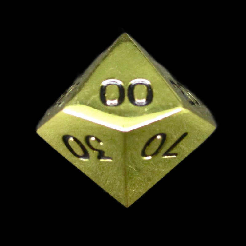 HALF PRICE CLEARANCE TDSO Metal Polished Gold Finish Percentile Dice