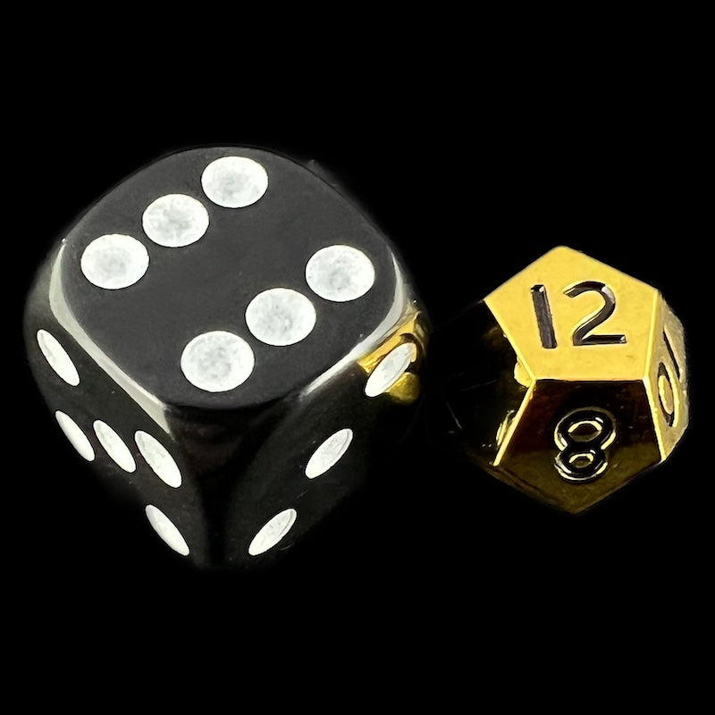 CLEARANCE TDSO Metal Polished Gold MINI 10mm D12 Dice