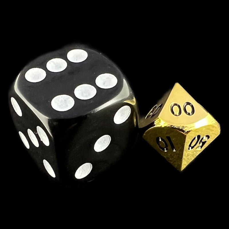 CLEARANCE TDSO Metal Polished Gold MINI 10mm Percentile Dice