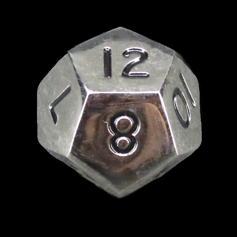 HALF PRICE CLEARANCE TDSO Metal Polished Silver Finish D12 Dice
