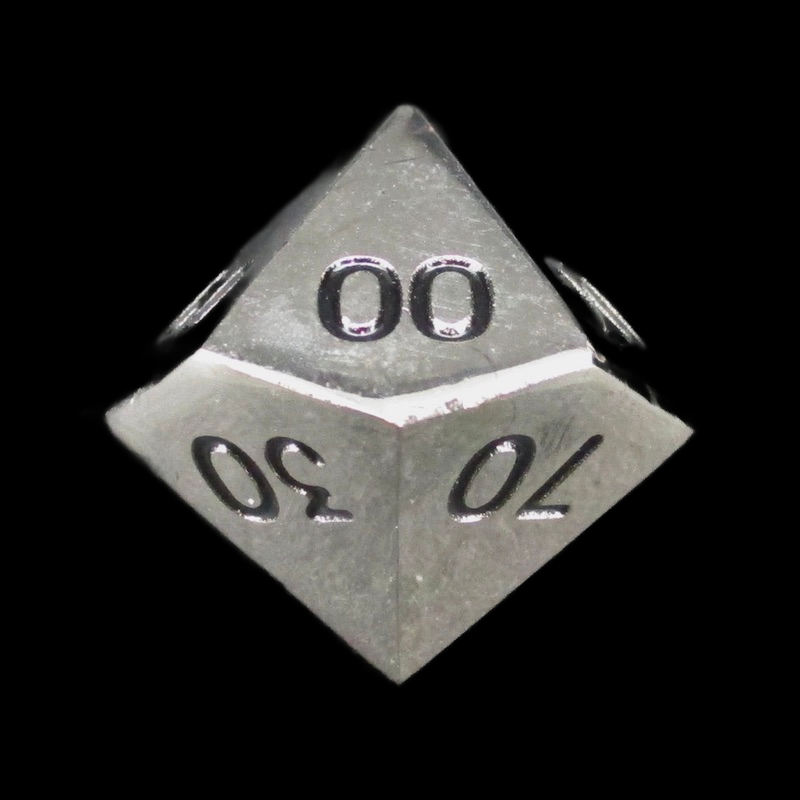 HALF PRICE CLEARANCE TDSO Metal Polished Silver Finish Percentile Dice