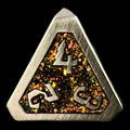 TDSO Metal Script Antique Silver & Amber Mica D4 Dice