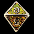 TDSO Metal Script Antique Silver & Amber Mica D8 Dice