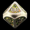 TDSO Metal Script Antique Silver & Amber Mica Percentile Dice