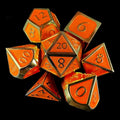 TDSO Metal Script Gold & Orange 7 Dice Polyset