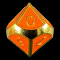 TDSO Metal Script Gold & Orange D10 Dice