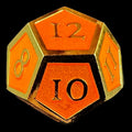 TDSO Metal Script Gold & Orange D12 Dice