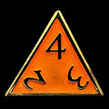 TDSO Metal Script Gold & Orange D4 Dice
