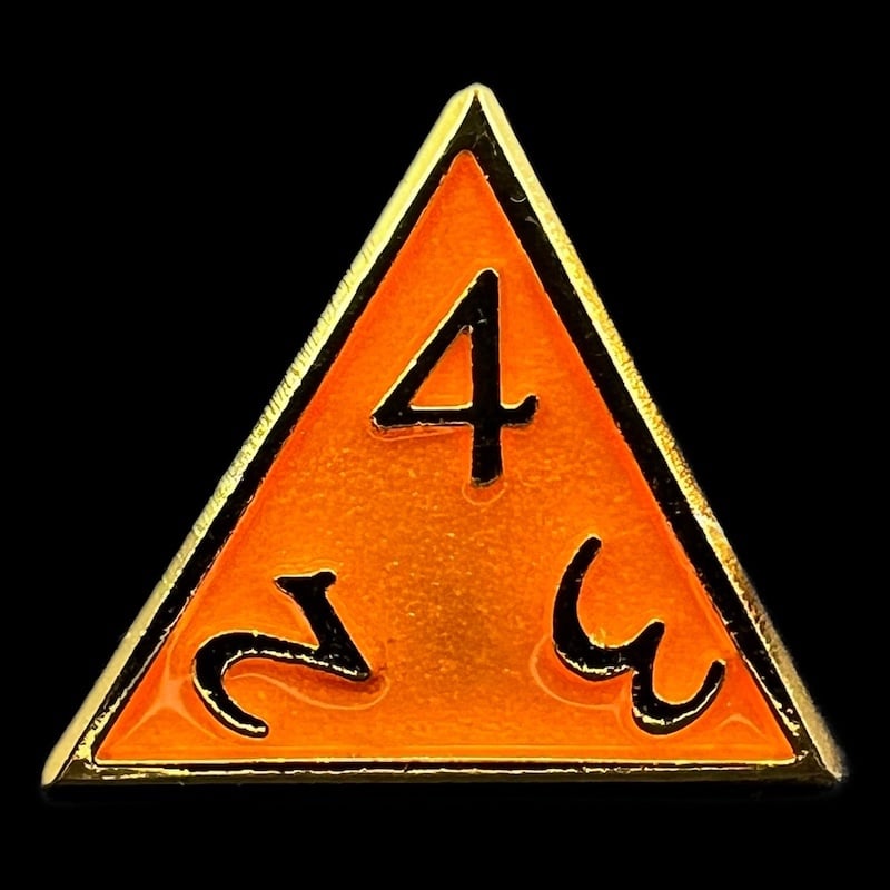 TDSO Metal Script Gold & Orange D4 Dice