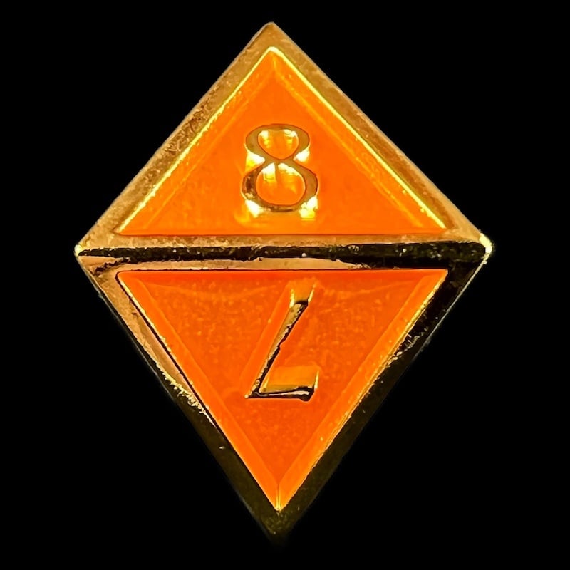 TDSO Metal Script Gold & Orange D8 Dice