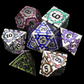 TDSO Metal Magic Shield Silver & Mica Rainbow 7 Dice Polyset