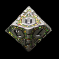 TDSO Metal Magic Shield Silver & Mica Rainbow Orange D10 Dice