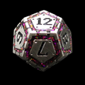 TDSO Metal Magic Shield Silver & Mica Rainbow Pink D12 Dice