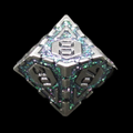 TDSO Metal Magic Shield Silver & Mica Rainbow Teal Percentile Dice
