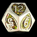 CLEARANCE TDSO Metal Silver Heart & Iridescent Mica D12 Dice