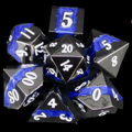 TDSO Metal Strata Black Nickel & Blue 7 Dice Polyset