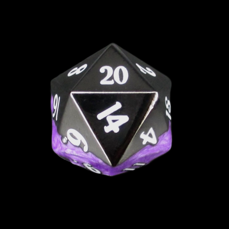 TDSO Metal Strata Black Nickel & Purple D20 Dice