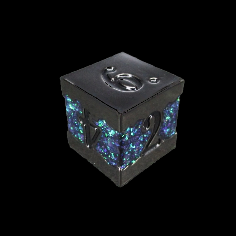 TDSO Metal Strata Black Nickel & Rainbow Mica D6 Dice