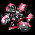 TDSO Metal Strata Black Nickel & Red 7 Dice Polyset
