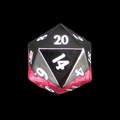 TDSO Metal Strata Black Nickel & Red D20 Dice