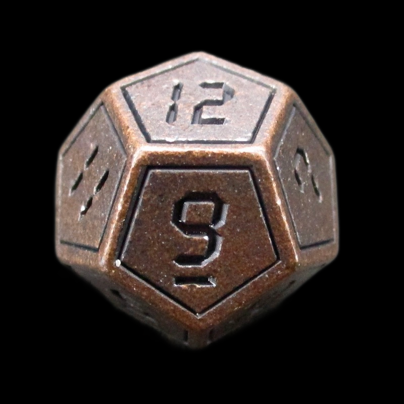 TDSO Metal Digital Antique Copper & Black D12 Dice