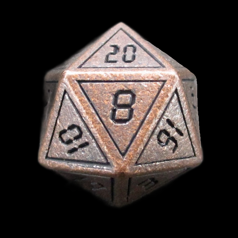 TDSO Metal Digital Antique Copper & Black D20 Dice