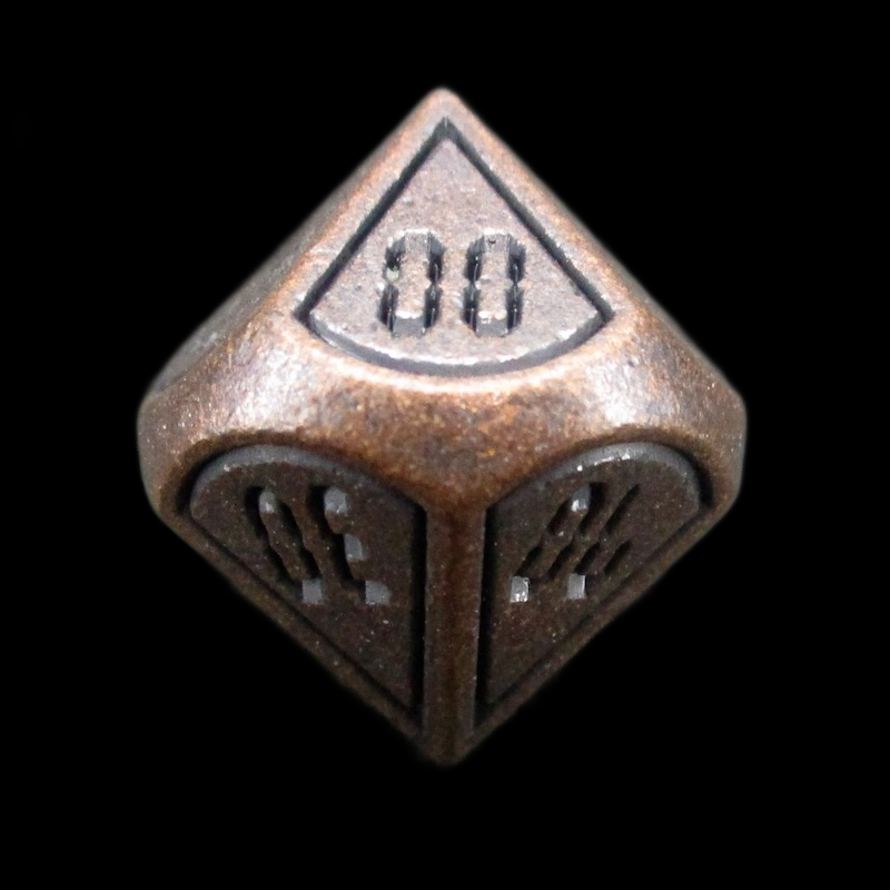 TDSO Metal Digital Antique Copper & Black Percentile Dice