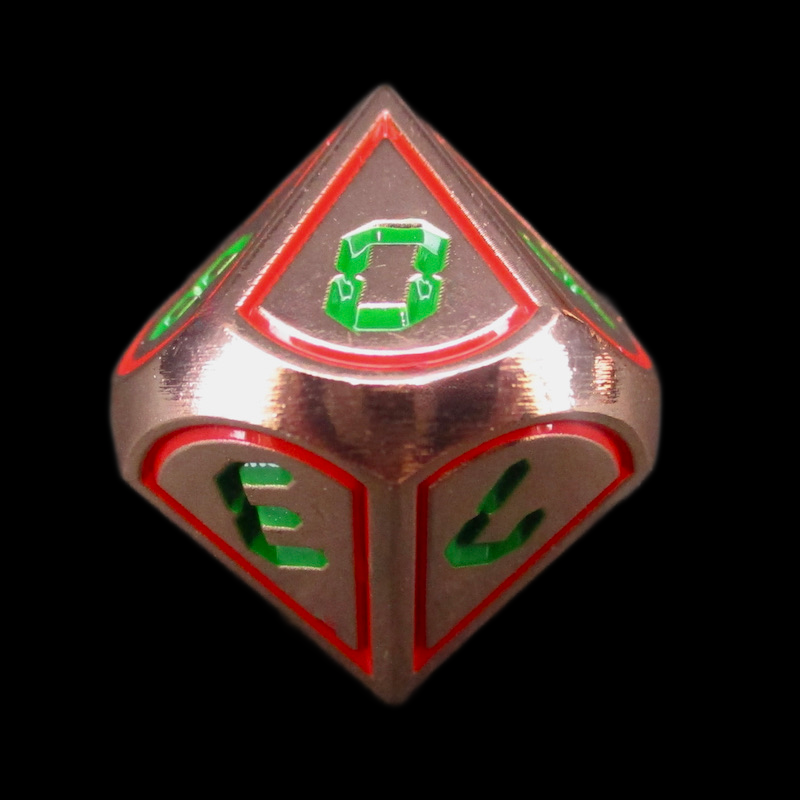 TDSO Metal Digital Copper Red &amp; Green D10 Dice