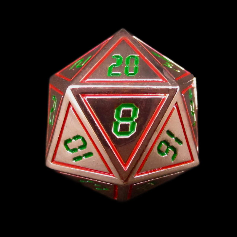 TDSO Metal Digital Copper Red &amp; Green D20 Dice