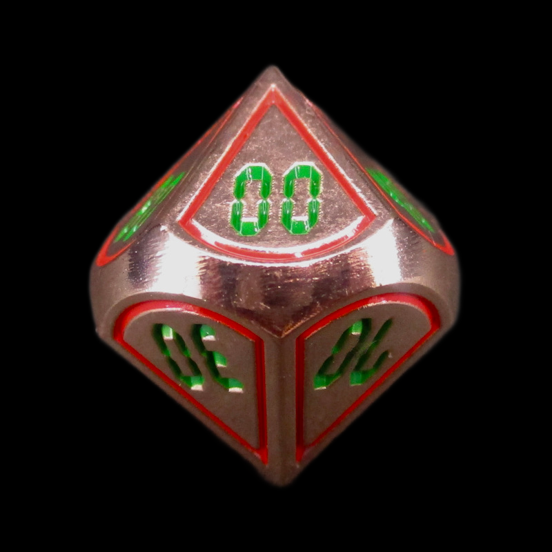 TDSO Metal Digital Copper Red &amp; Green Percentile Dice
