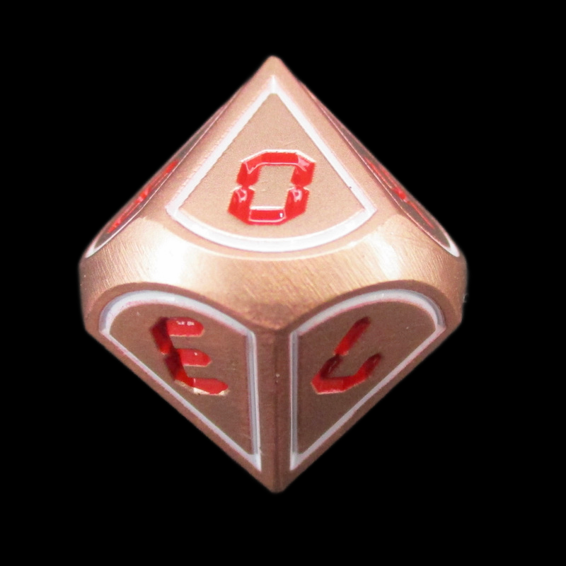 TDSO Metal Digital Copper White & Red D10 Dice