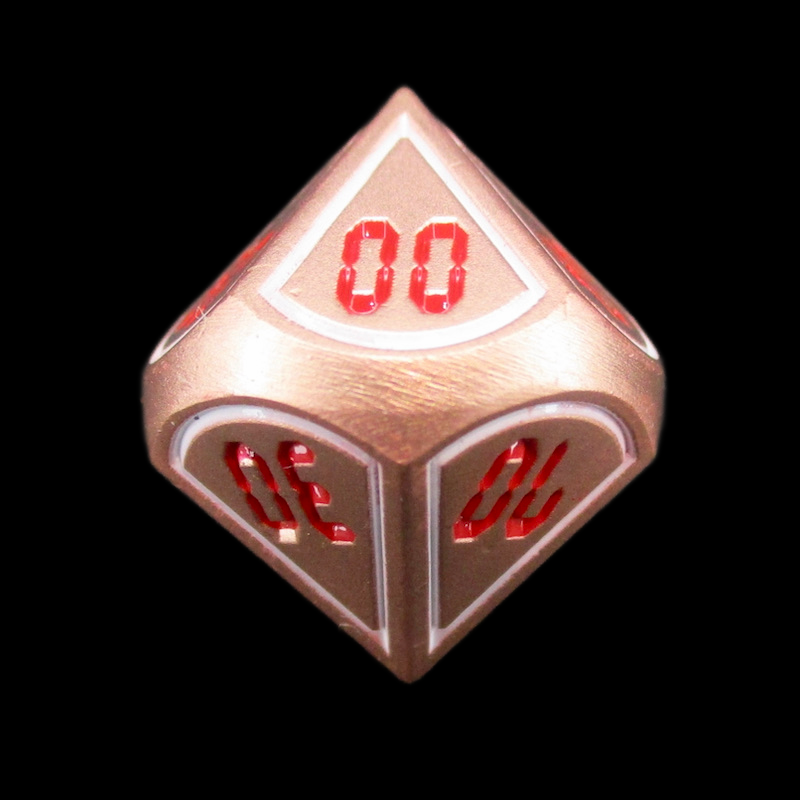 TDSO Metal Digital Copper White & Red Percentile Dice
