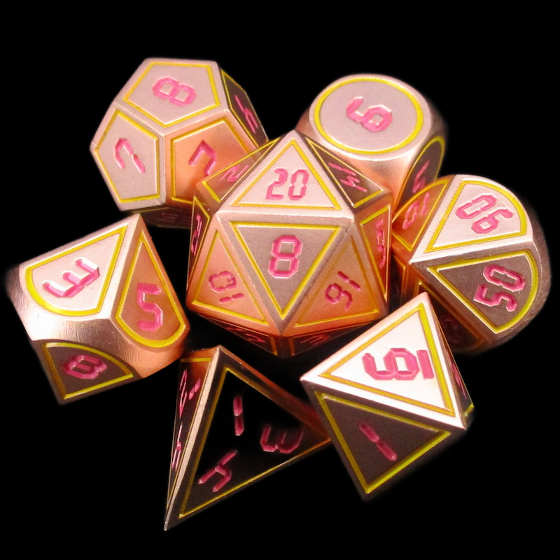 TDSO Metal Digital Copper Yellow & Red 7 Dice Polyset