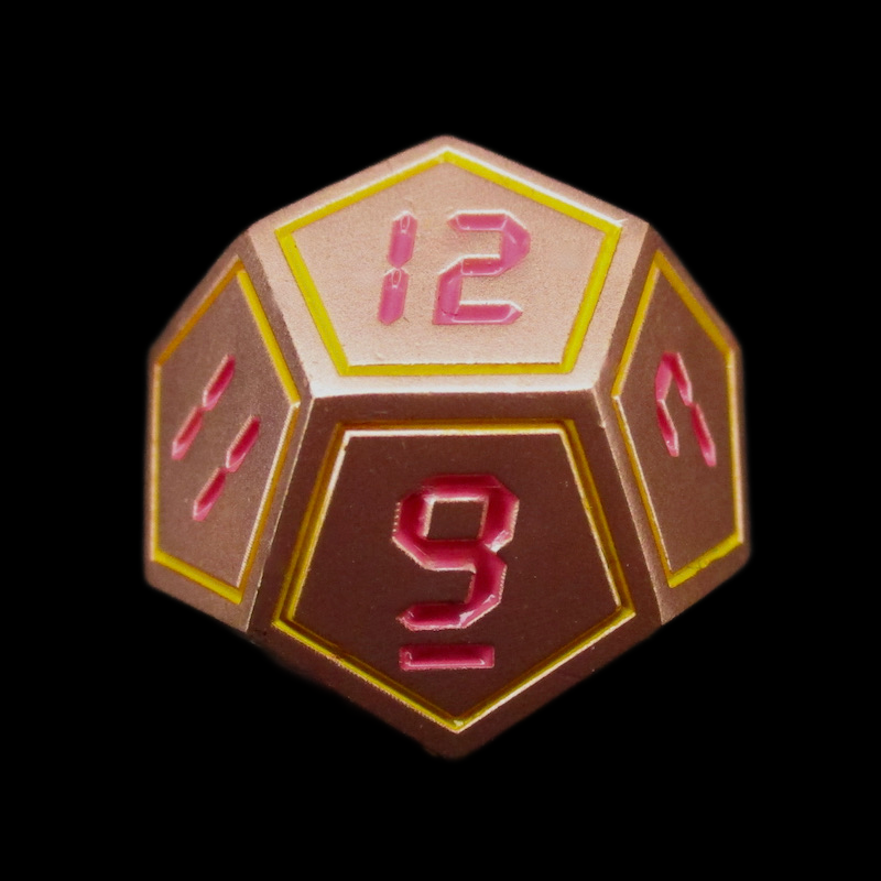 TDSO Metal Digital Copper Yellow & Red D12 Dice